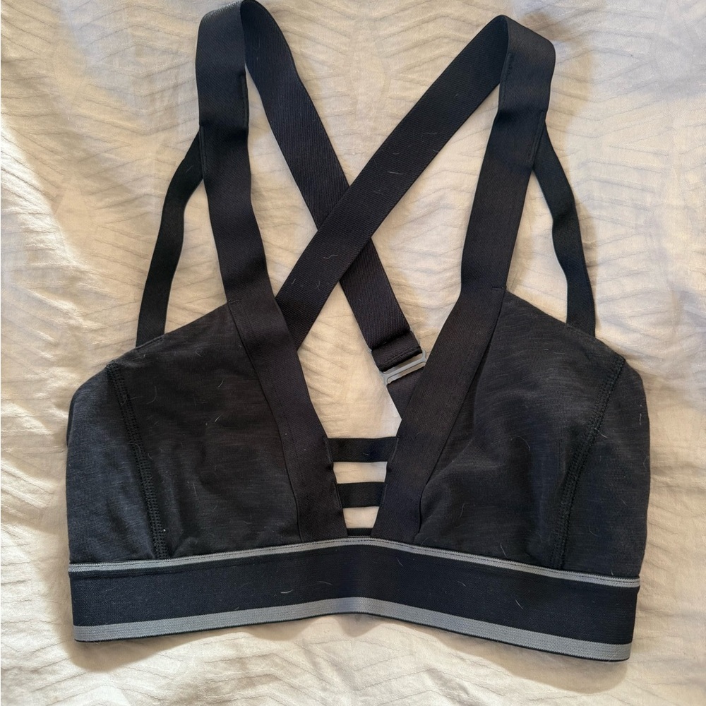 VGUC lululemon strappy black sports bra bralette size 6